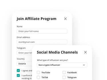 Affiliate program sign-up